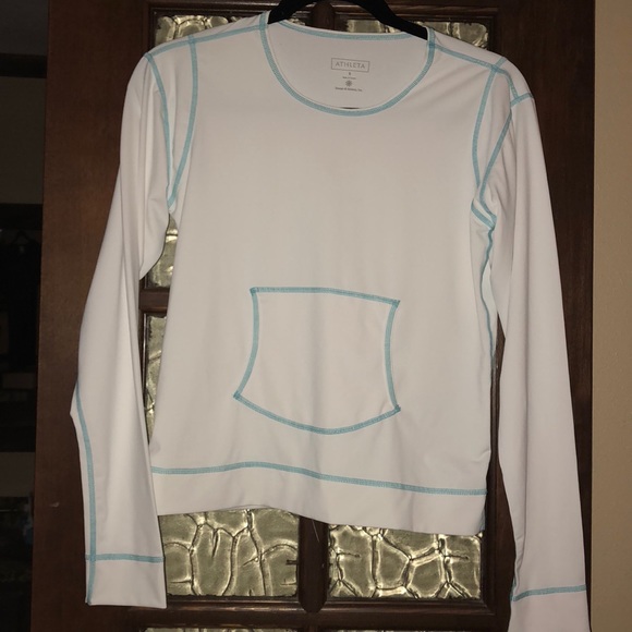 Athleta Other - Athleta Swim Top long sleeve White and Turquoise Athleta Other - Athleta Swim Top long sleeve White and Turquoise